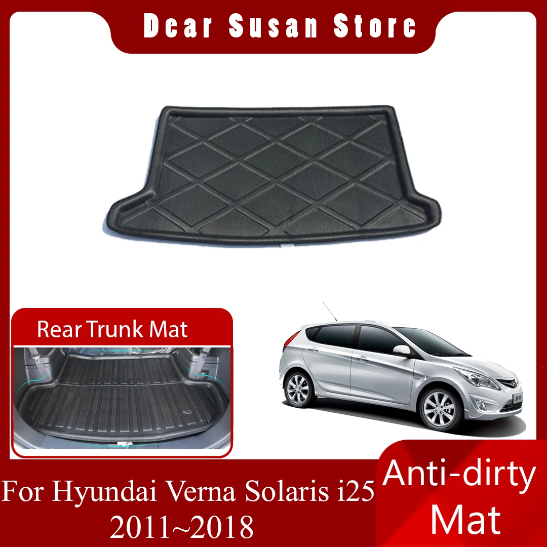 

Автомобильный коврик для багажника для Hyundai Verna Solaris i25 Accent RC 2011 ~ 2018 2012 2013 2014 2015 2016 2017 лоток Водонепроницаемая прокладка для ботинок аксессуары для карга