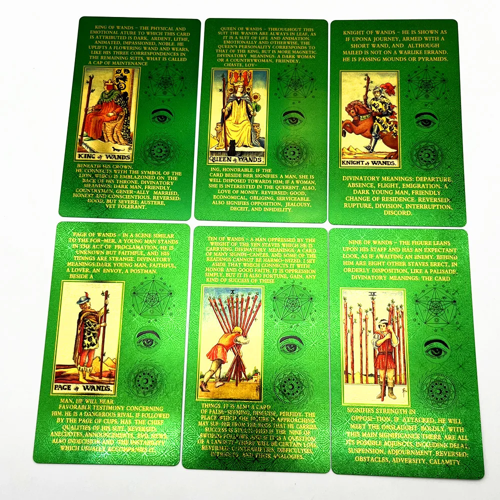 1 колода пластиковых карт-Таро золотые черные синие зеленые карты-оракул 7*12 см