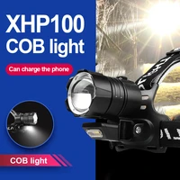 newly super power headlamp xhp100cob led headlight 18650 battery rechargeable head torch usb portable outdoor camping light