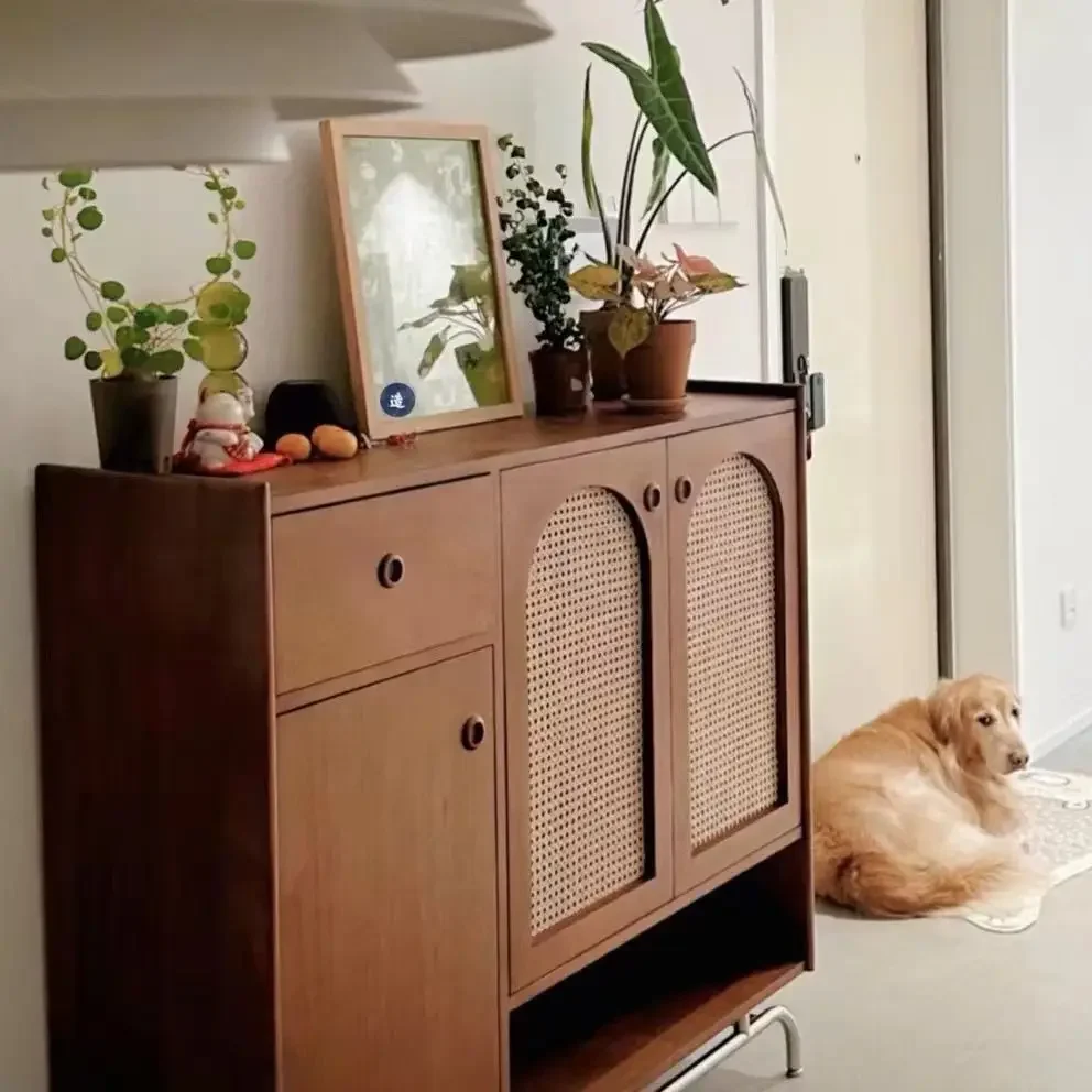 Небольшая квартира из цельного дерева обеденный боковой шкаф для хранения обуви