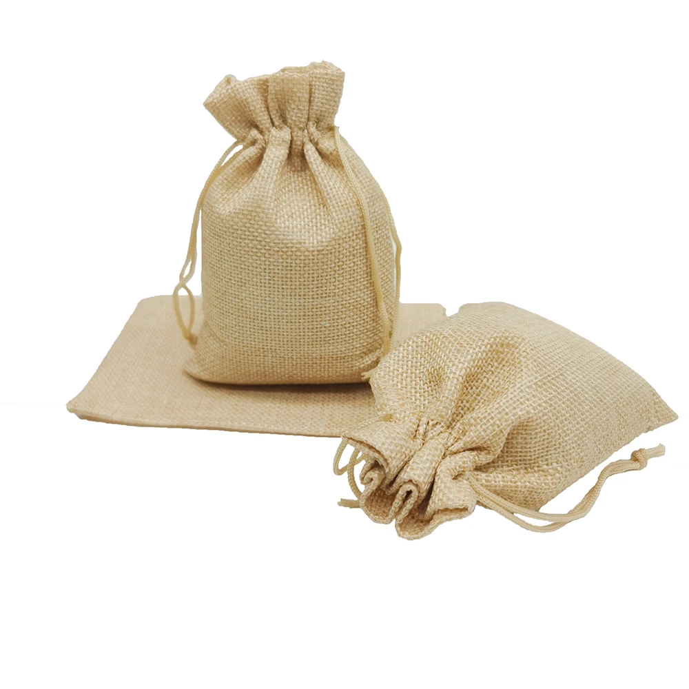 

50 шт., подарочные пакеты из натуральной мешковины