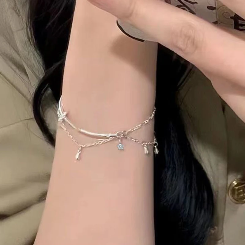 Изысканный женский браслет в Корейском стиле с подвеской виде синей звезды