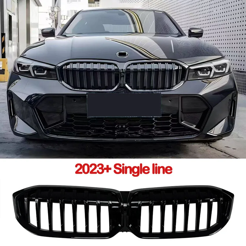

Для BMW 3 серии G20 G21 2022-2025 330i 320d M340i передняя решетка с двойной планкой, алмазная решетка, центральная сетка, тюнинговая часть