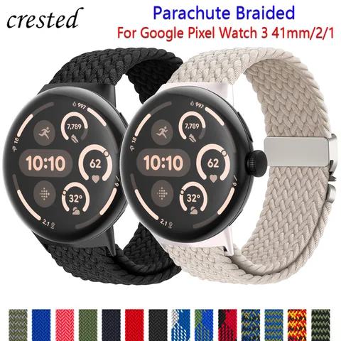 Плетеный парашют для Google Pixel Watch 3, ремешок 41 мм, аксессуары, спортивный нейлоновый браслет correa для Google Pixel Watch 2 1 Band