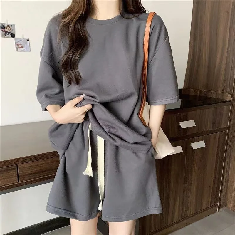 Женский Повседневный комплект из двух предметов Свободный свитшот с коротким