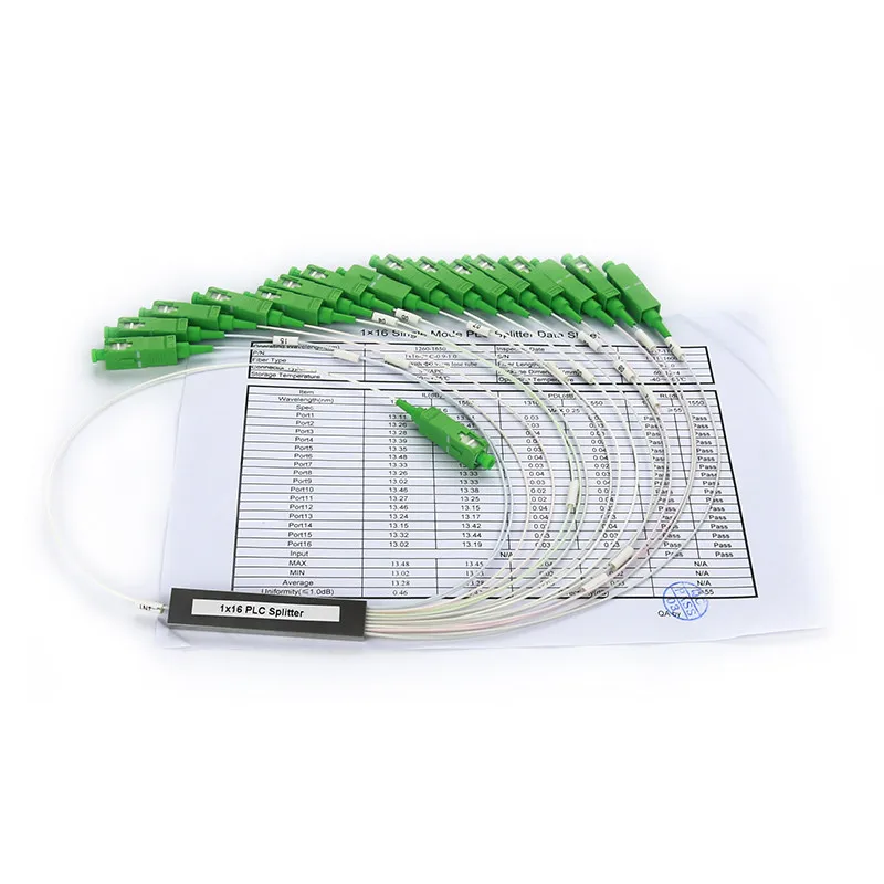 Free Shipping 10PCS/Lot 1X2 1X4 1X8 1X16 PLC SC/APC SM 0.9mm G657A1 PVC 1m FTTH Fiber Optic Splitter