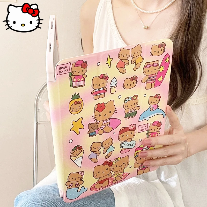 

Kawaii Sanrio HelloKitty Ipad Case Cute Cartoon Silicone Soft Case for Ipad Pro 2018 2020 11 Inch Air 3 4 5 Shockproof Case Gift