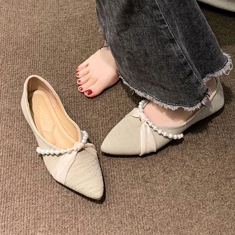 

Женские нескользящие туфли из ПУ кожи, с острым носком, на плоской подошве