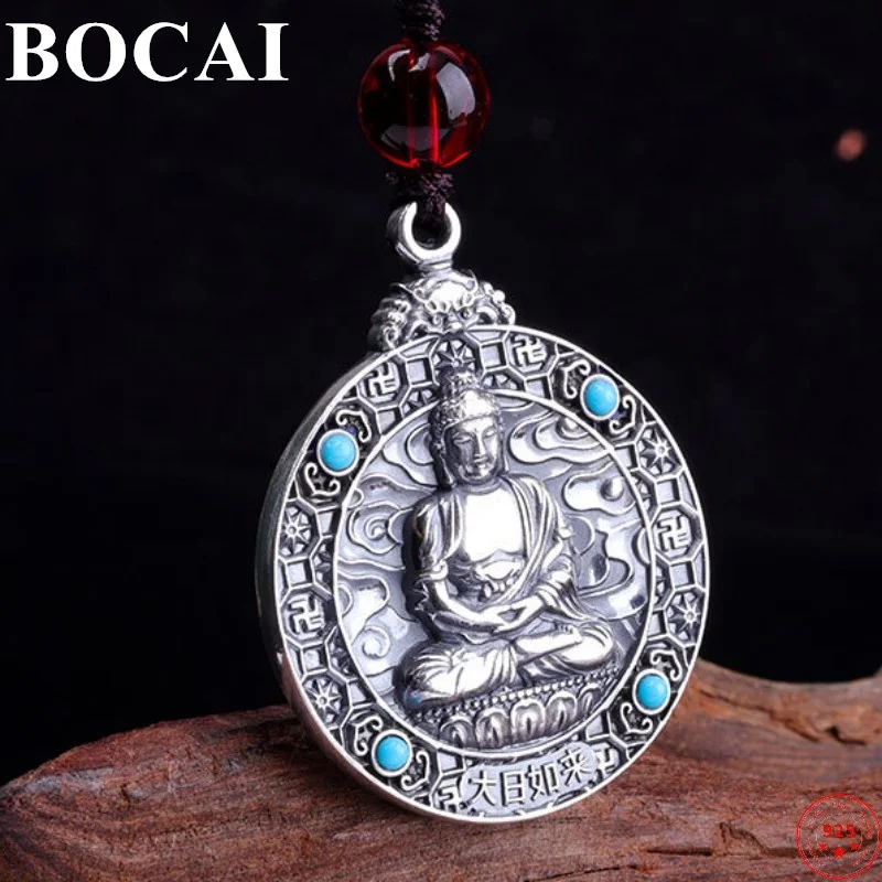 

BOCAI 100% S999 Sterling Silver Pendant Chinese Zodiac Eight Guardian Life Buddha Pure Argentum Amulet for Men and Women