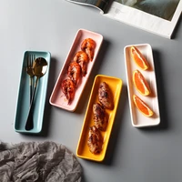 ceramic rectangle storage tray nordic snack fruit salad dessert plate rectangular snack plates home organization container 2022