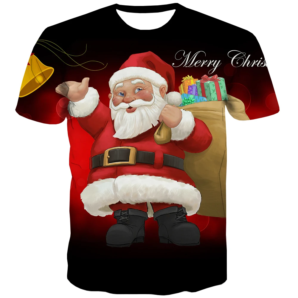 

Мужская футболка с принтом Санта-Клауса KYKU, черная футболка с рождественским подарком, одежда для мужчин в стиле хип-хоп, 2019