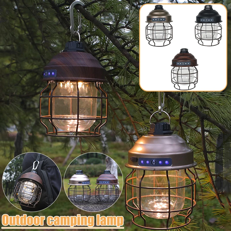 

Mini Vintage Metal Hanging Lanterns Rechargeable Warm Light Led Camp Lantern 3600mah Battery Lightweight Tent Light For Outdoor