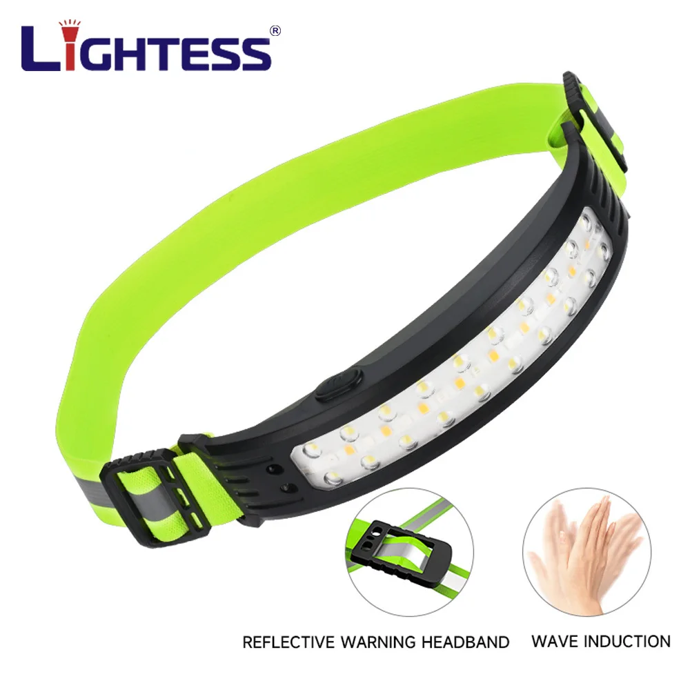 

LIGHTESS Strong Cob/LED Wave Sensing Headlamp Type-C Outdoor Reflective Band Headlamp 5 Modes Lighting Lamp For Camping Hiking