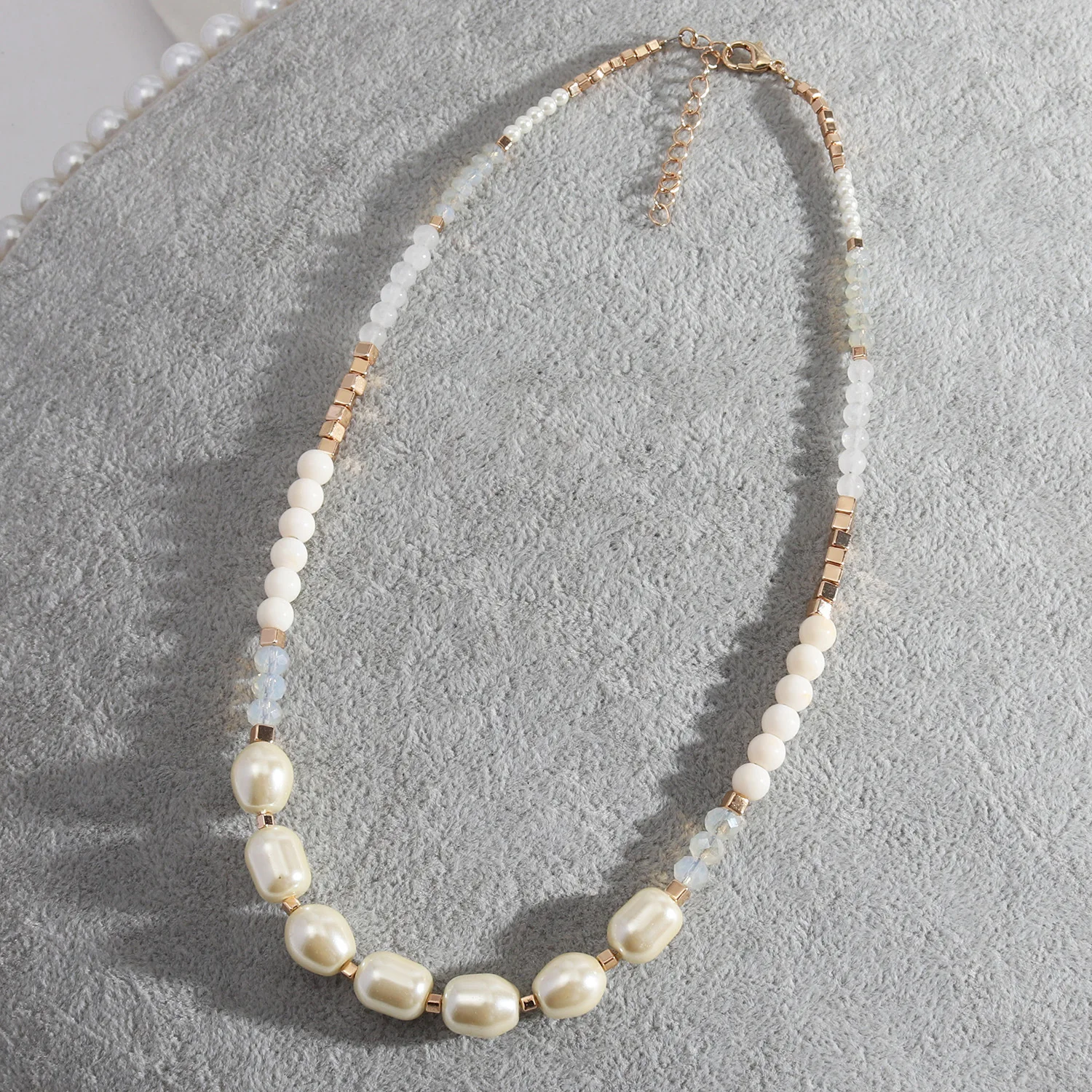 

White Pearl Fashion Rice Bead Chain Trend Versatile Long Necklaces for Women