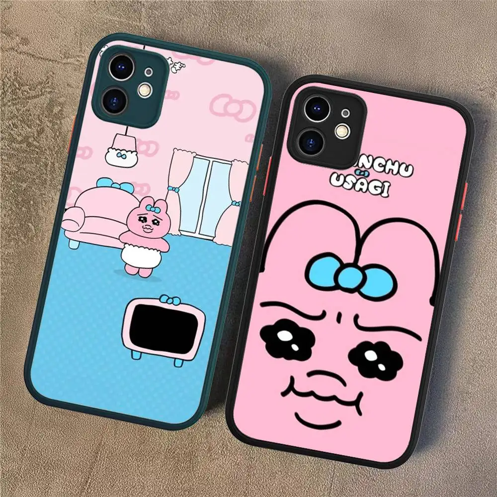 Милый чехол Opanchu U-Usagi для iPhone 16 15 14 Plus 13 12 11 Pro Max X XS MAX, полупрозрачный матовый противоударный чехол (art.: 3920d98f6cbdd) - 3920d98f6cbdd