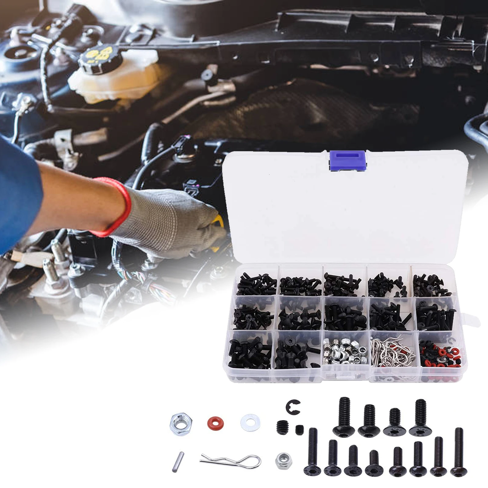 

500pcs Screws Kit Repair Tool Box Set 1/8 1/10 1/12 1/16 Scale RC Cars Parts Universal Spare For Traxxas Axial Redcat HPI Losi