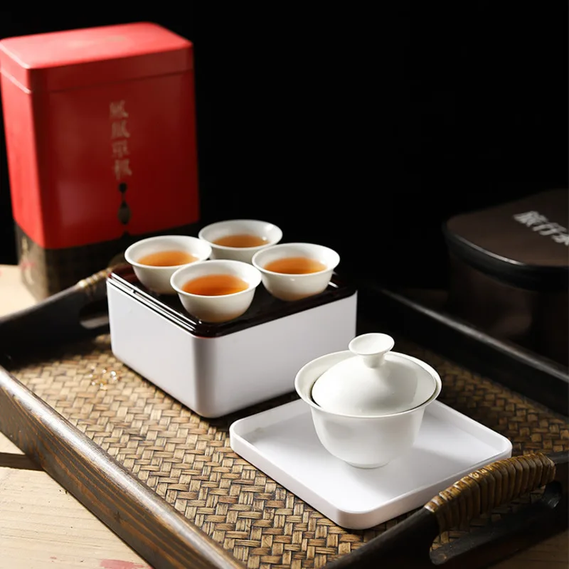 

Tea Portable Teapot Set One Pot Four Cup Outdoor Travel Kung Fu Teapot Tote Bag Travel Tcup Gift Tea Set Chinese Tea Set