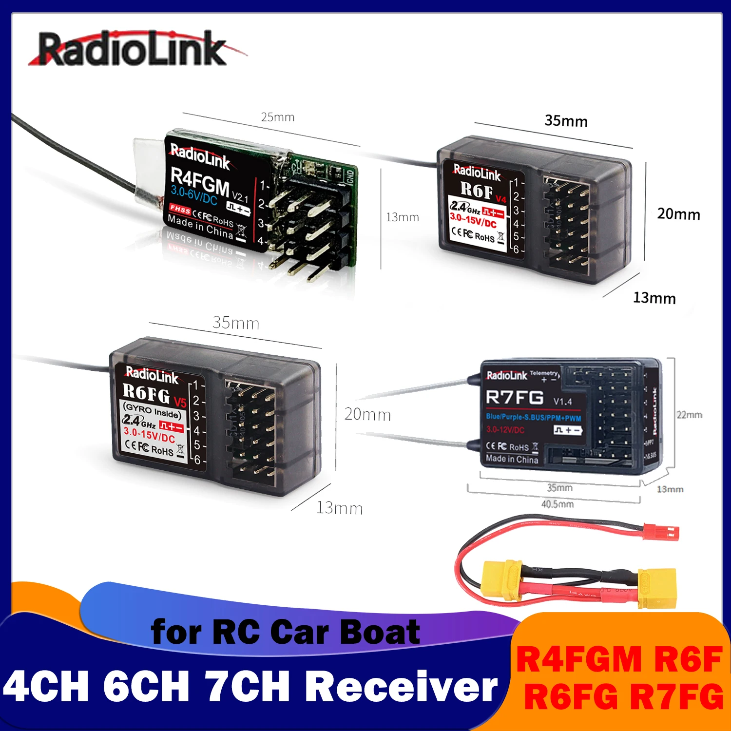 Приемник RadioLink 4CH 6CH 7CH 2,4G Gyro R4FGM R6F R6FG R7FG для передатчика пульта дистанционного управления Радиоуправляемый автомобиль лодка модель автомобиля запчасти