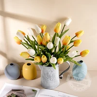 pu advanced tactile material mini tulip imitation flower wedding home fake fower decoration is composed ff 2 leaves and 1 flower