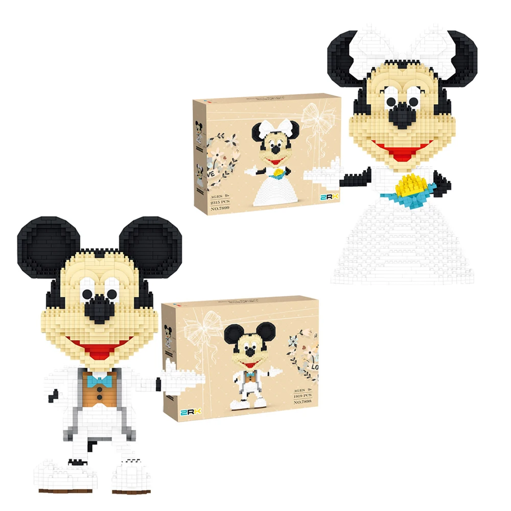 

Disney Mickey's New Puzzle Building Blocks Toy Cartoon Doll Miniature Splicing Model Minnie DIY Building Blocks Children's Toys