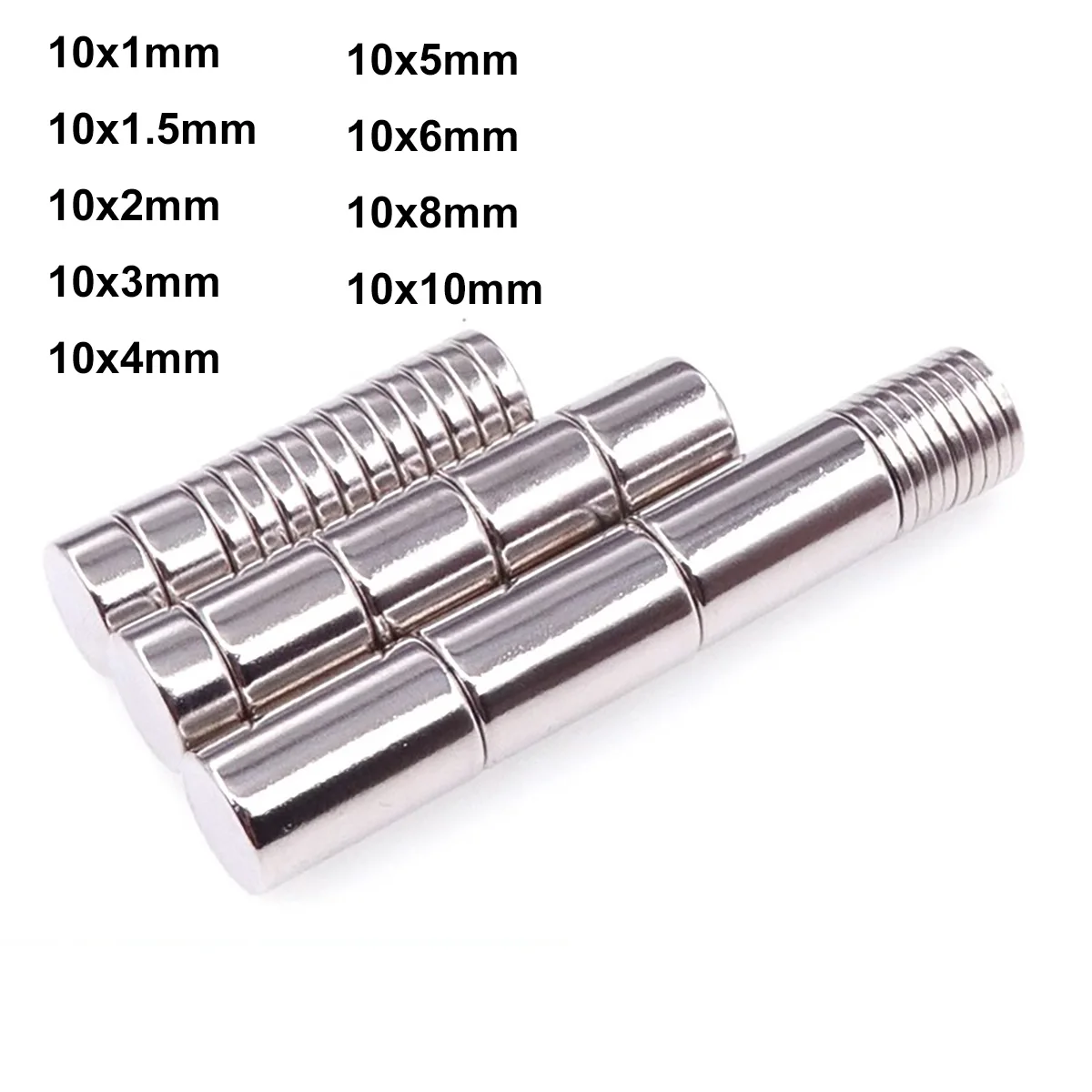 Круглый магнит 10x1 10x2 10x3 10x4 10x5 10x6 10x8 10x10 мм Неодимовый N35 Постоянный NdFeB