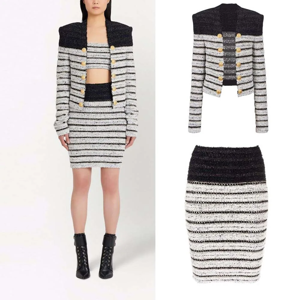 

Женский вязаный кардиган в полоску, модный элегантный кардиган в европейском и американском стиле с пуговицами в виде льва, Осень-зима 2022