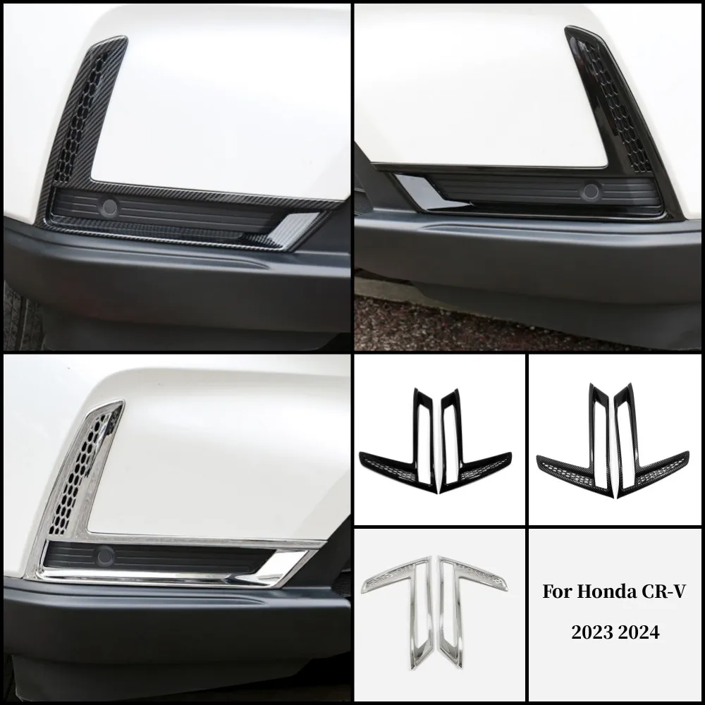 

For Honda CR-V CRV 2023 2024 6th Front Fog Light Lamp Cover Panel Frame Trims ABS Chrome Carbon Car Stickers Styling Accessories