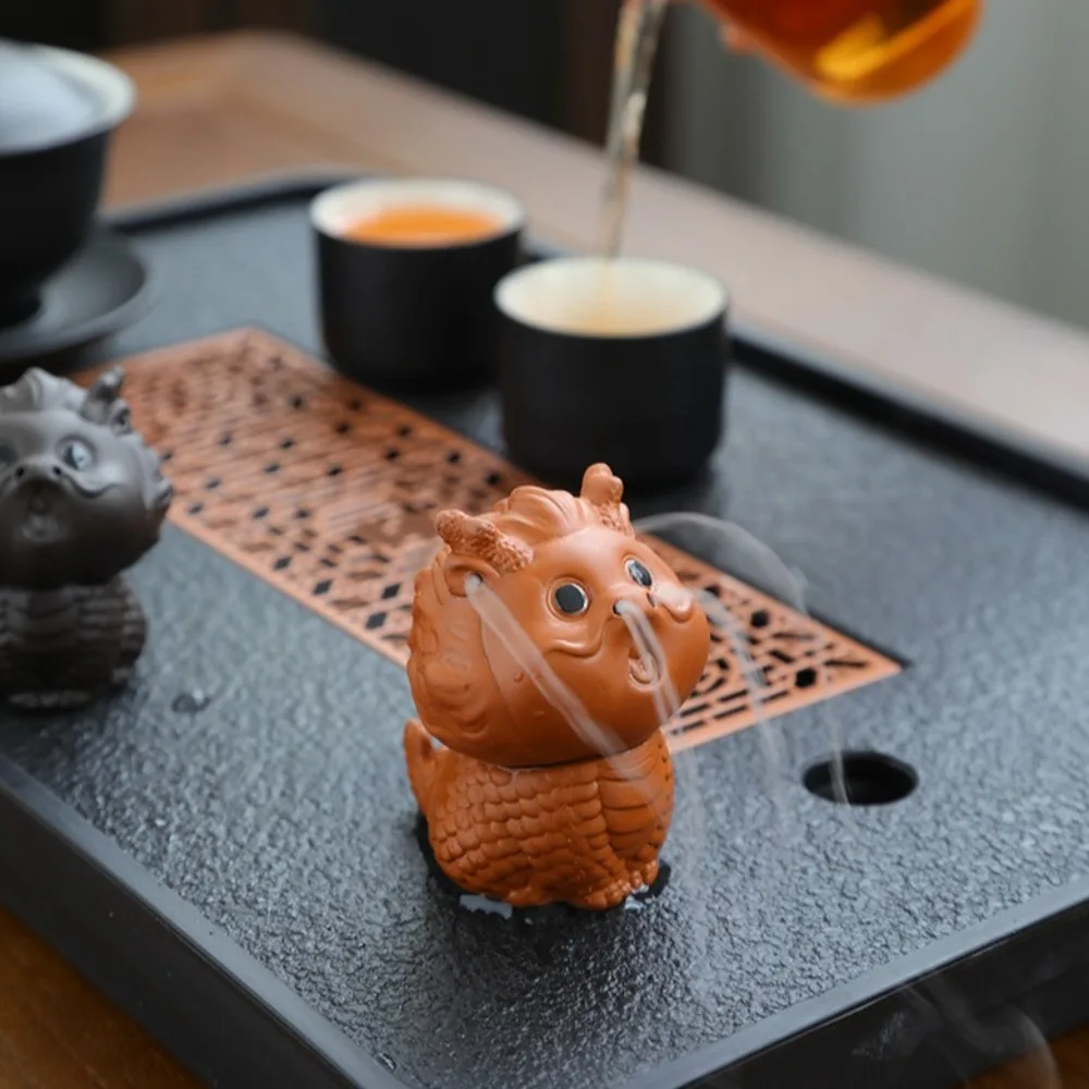 Дракон Фиолетовый Глина Чайный Питомец Милый Талисман Ручной Работы Бог Зверь