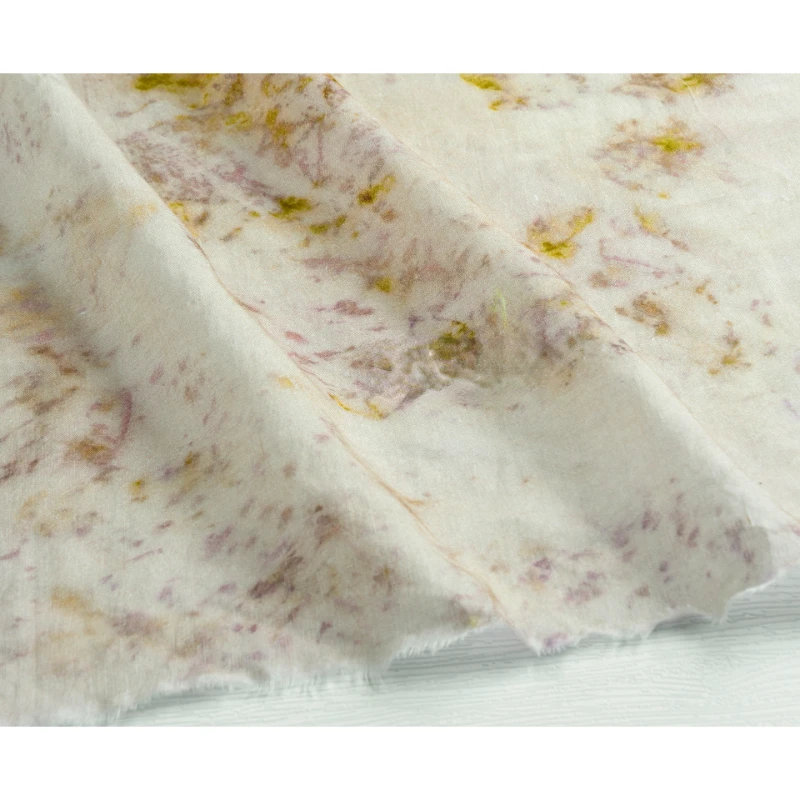 Ткань шириной 150 см, принт с листьями мертвого дерева и окрашивание конопляной хлопчатобумажной пряжи, мягкое и слегка Прозрачное платье «сделай сам», ханьфу, лето