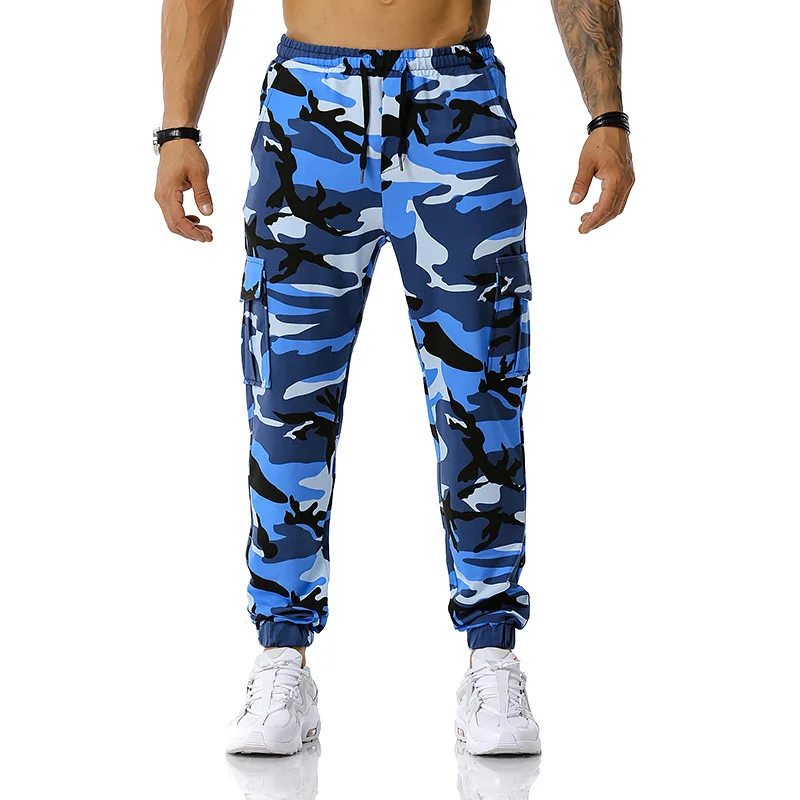 

Color Camo Camouflage Cargo Pants 2022 Men Women Casual Streetwear Pockets Jogger blue Tactical Sweatpants Hip Hop Trouser