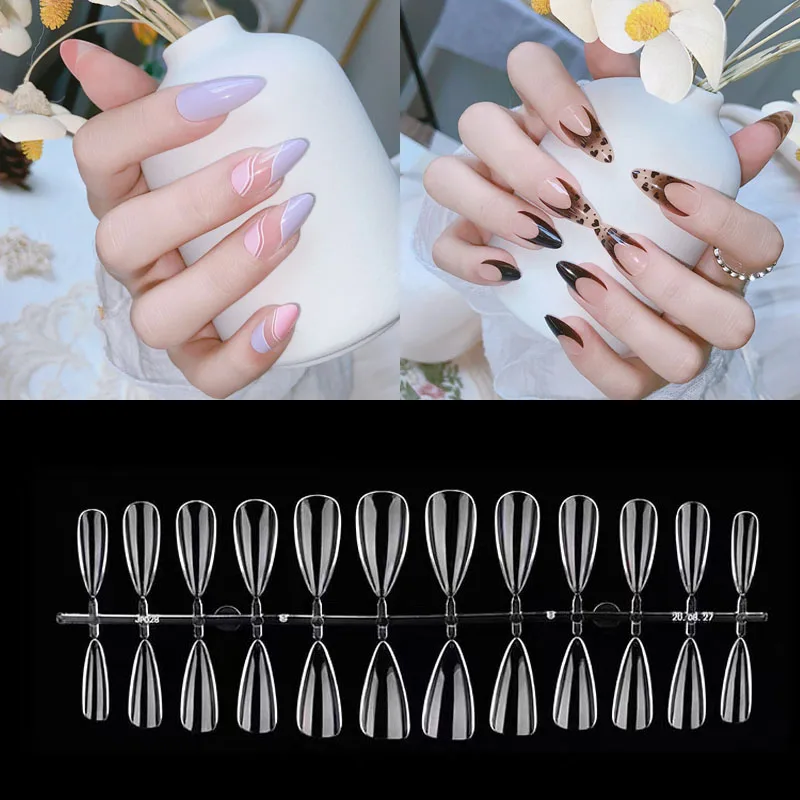 

Clear Soft Gel X Fake Nails Extension System Full Cover Sculpted Capsule Press On Nails Stiletto Almond False Nail Tips 120Pcs
