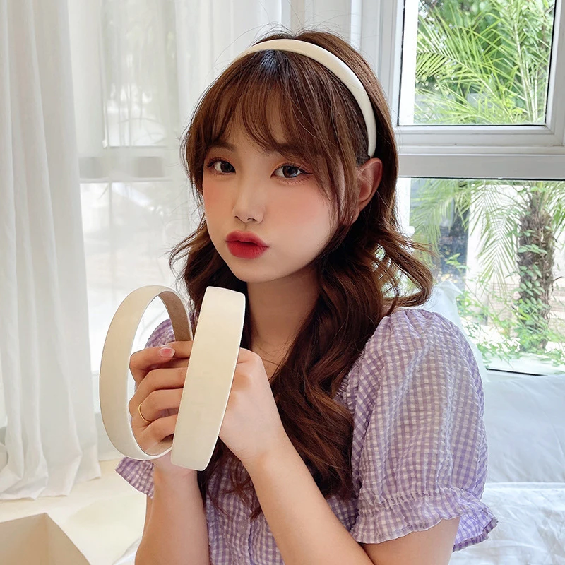 

2023 New White Hair Hoop for Women Headwear Ladies Solid Color Headband Thin Hairwear Hairband Sweet Girls Hair Accessory
