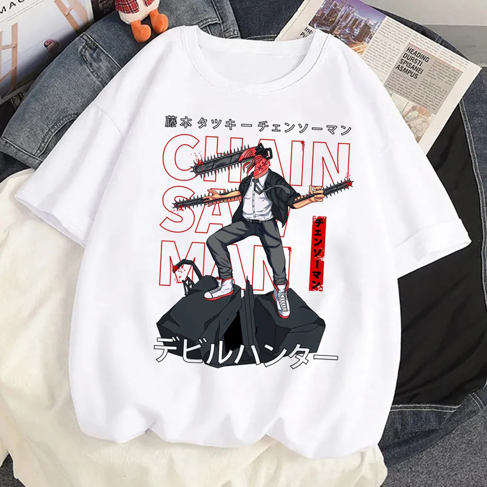 

chainsaw man top men summer t shirt male funny clothing