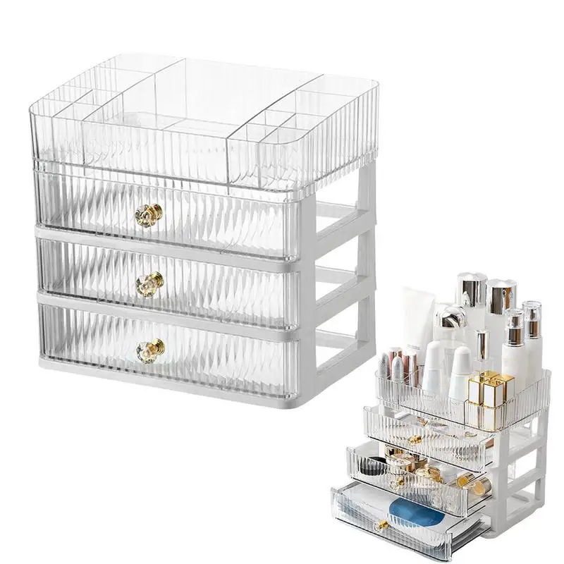 

Makeup Organizer Countertop With 3 Drawers Skincare Organizers Clear Countertop Organizer For Bathroom And Bedroom Vanity
