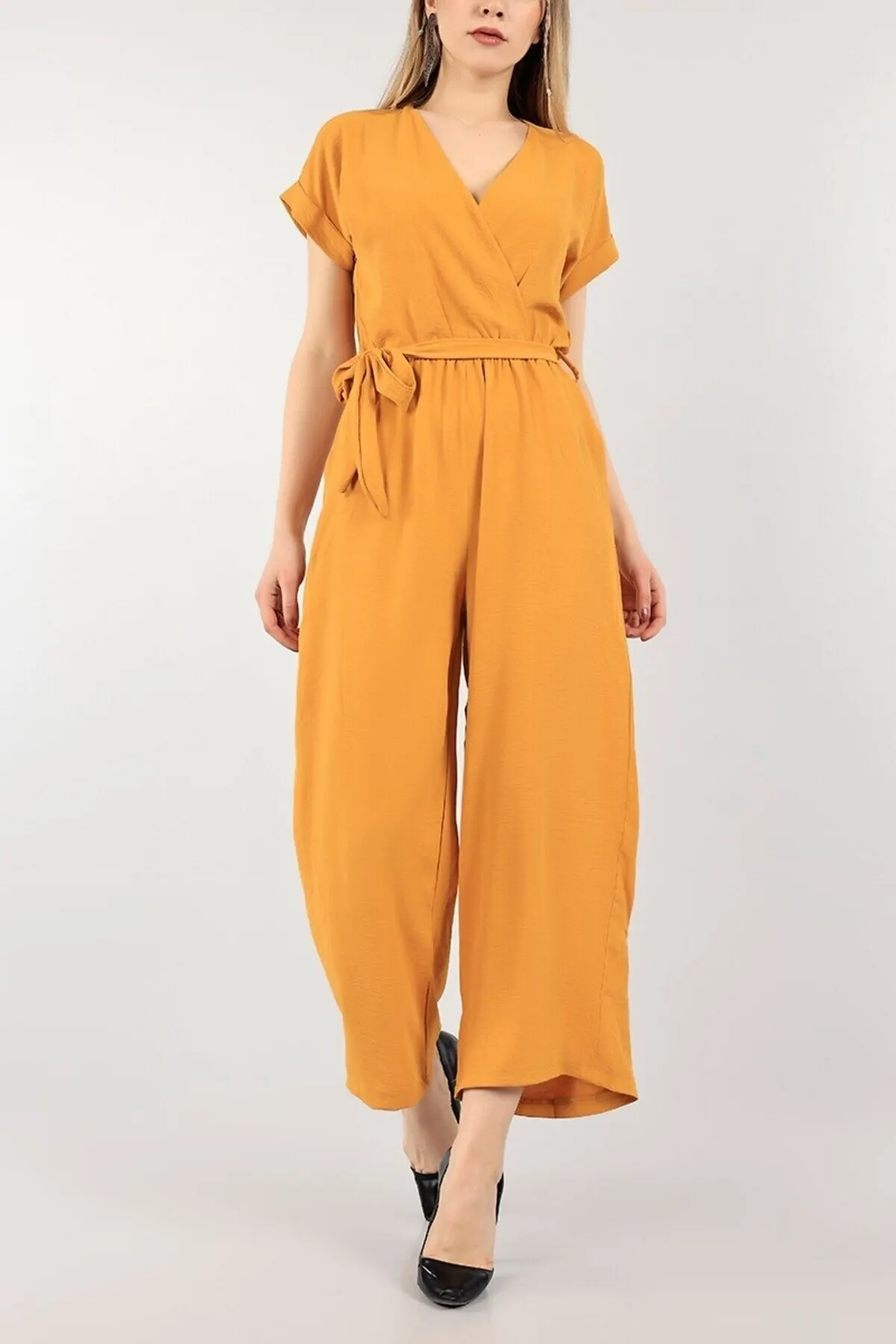 

Women's Overalls Mustard Belt aerobics Fabric Hot Style Quality Fabric Sleeveless Baggy Trousers Casual Jumpsuit