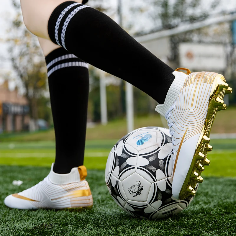 Men Outdoor Football Boots Futsal Professional Unisex Soccer Shoes High-quality Grass Training Sport Non-Slip Ultralight 30-47