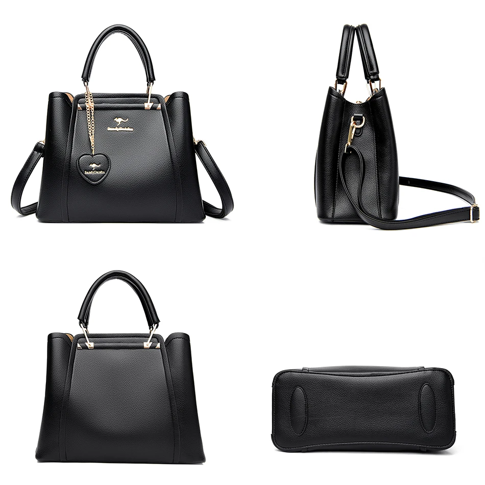 Fashion Trendy 3 Layers Ladies Shoulder Crossbody Bag High Quality Soft Leather Handbag Large Capacity Women's Shopping Tote Bag