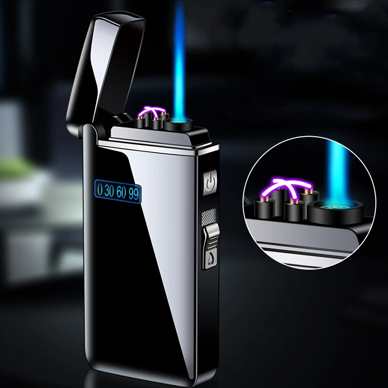 Ветрозащитная металлическая USB-зажигалка струйная зажигалка с светодиодный Ной