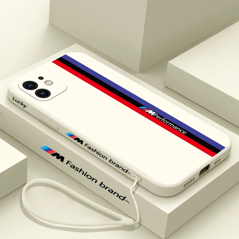 Fashion Phone Case For iPhone 14 13 12 11 Pro Max Mini X XR XS MAX SE20 8 7 Plus 6 6S Plus Liquid  Cover design-BMW Cases