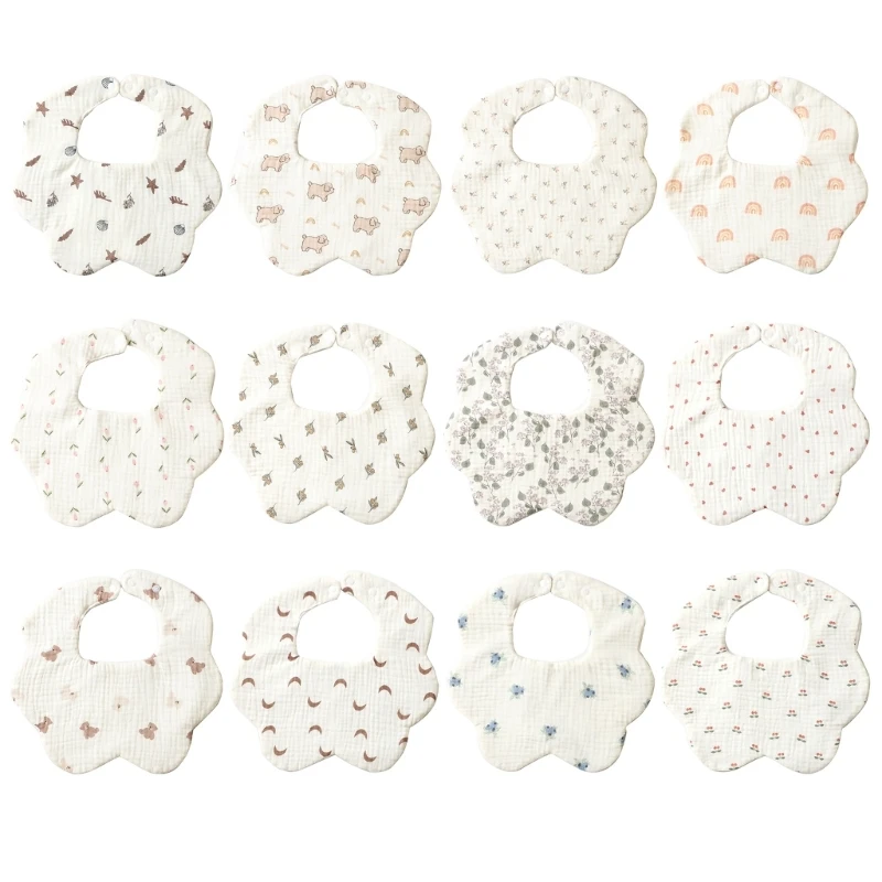 

Waterproof Baby Feeding Bib 4-layers Infant Burp Cloth with Design Drop Shipping