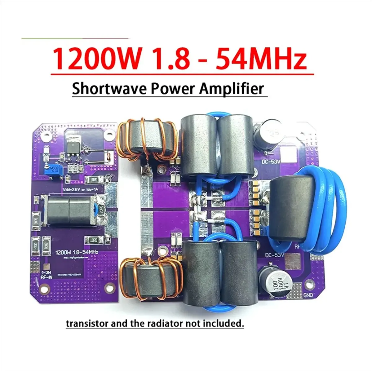 Фото (BOFF) 1200W 1.8 - 54 МГц Коротковолновая плата усилителя мощности SW, комплект ВЧ-усилителя MRFX1K80H BLF188 №1