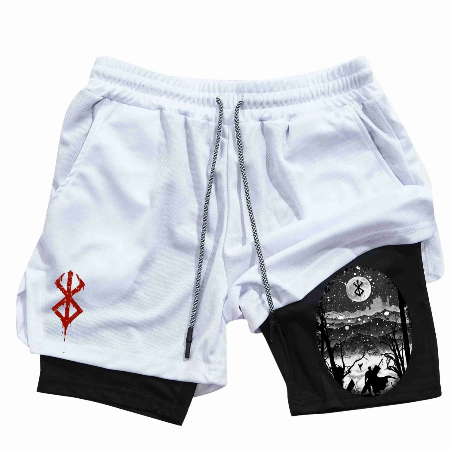 Мужские спортивные шорты 2 в 1 быстросохнущие для бега фитнеса баскетбола пляжа