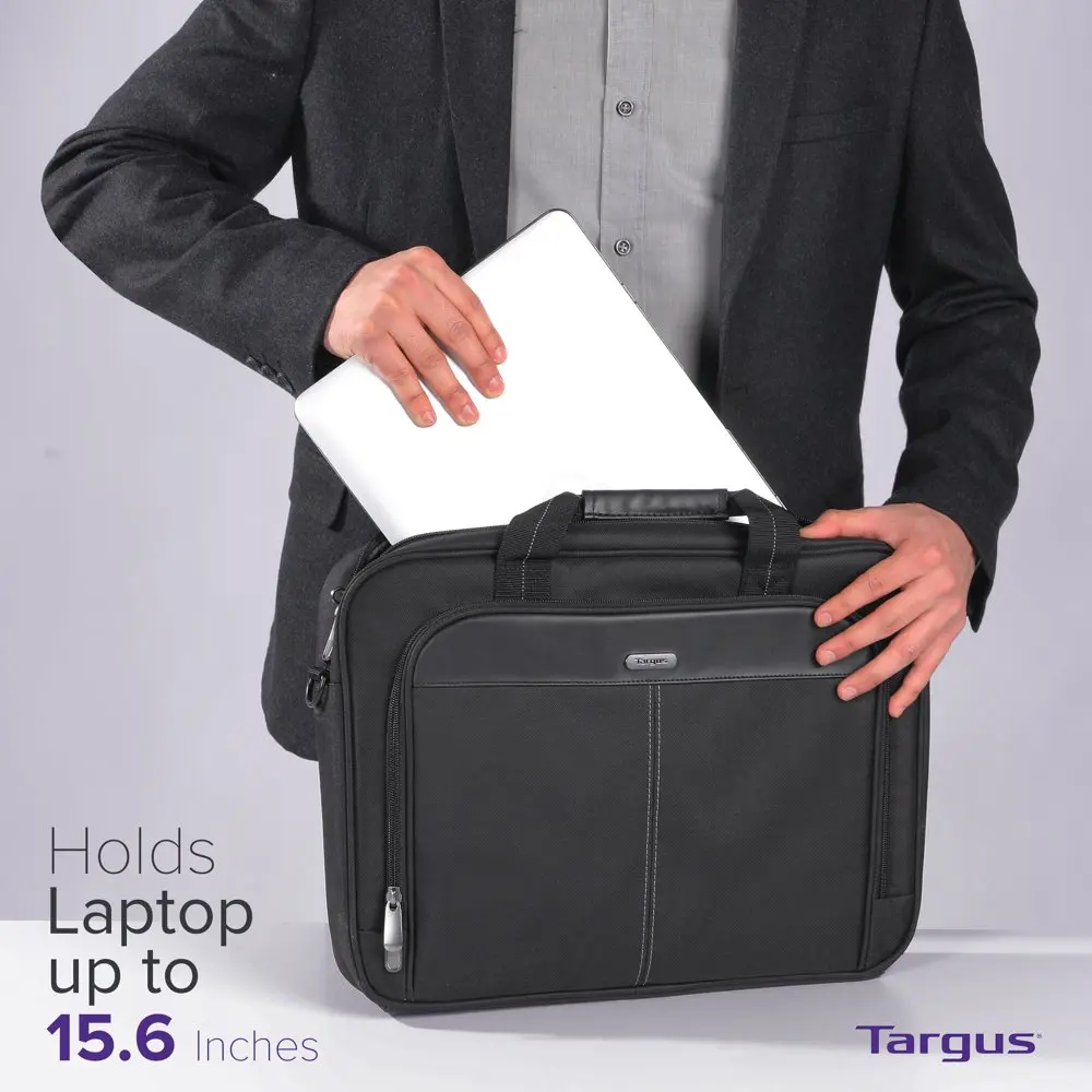 Classic Slim Laptop Briefcase Black Polyester TCT027US