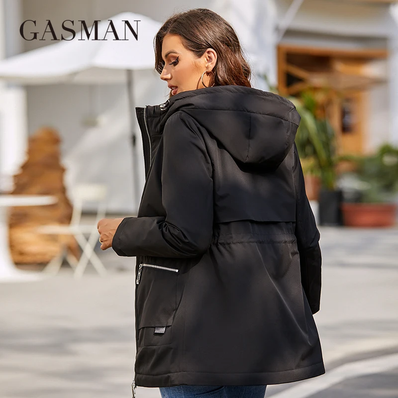 GASMAN 2022 Women's trench Coat Windproof jacket for Women Casual parkas Mid-Length Hooded Design Female Cotton Clothing 8250
