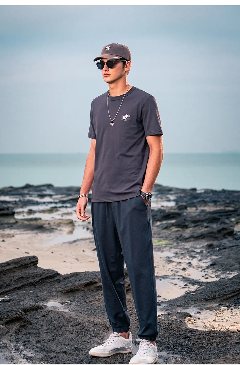 

6170 Summer boys tide brand creative embroidery printing short-sleeved slim half-sleeved T-shirt