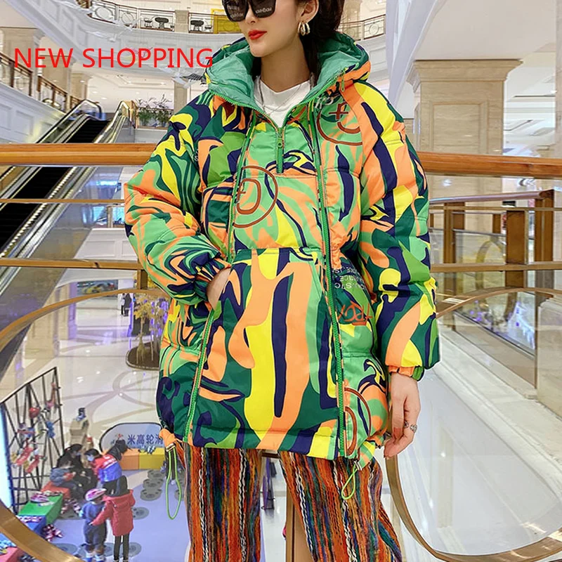 2023 Winter Outfits Women's Jacket Hooded Parka Down Cotton Coat Double Zipper Glossy Padded Jackets Casual Warm Outwear Parkas