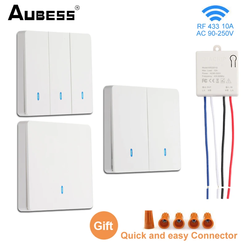 Universal 433Mhz Wireless Switch Smart Lmap/LED/Lighting Controller Diese AC85V~265V RF Relay Receiver Board And Wall Switch