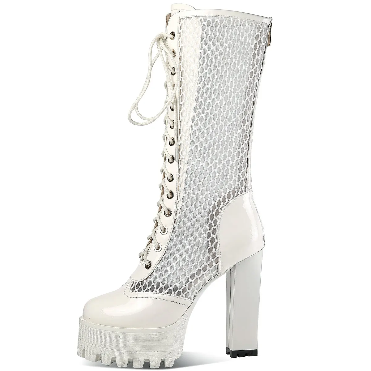 Summer Platform Pumps Shoes Women Lace Up Genuine Leather High Boots Female Round Toe High Heel Gladiator Sandals Casual Shoes