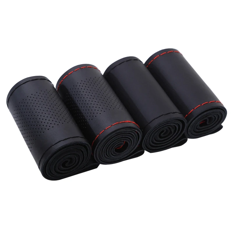 

Чехол на руль из натуральной воловьей кожи, Универсальный Мягкий Нескользящий чехол для руля 38 см 15 дюймов, аксессуары для интерьера автомо...