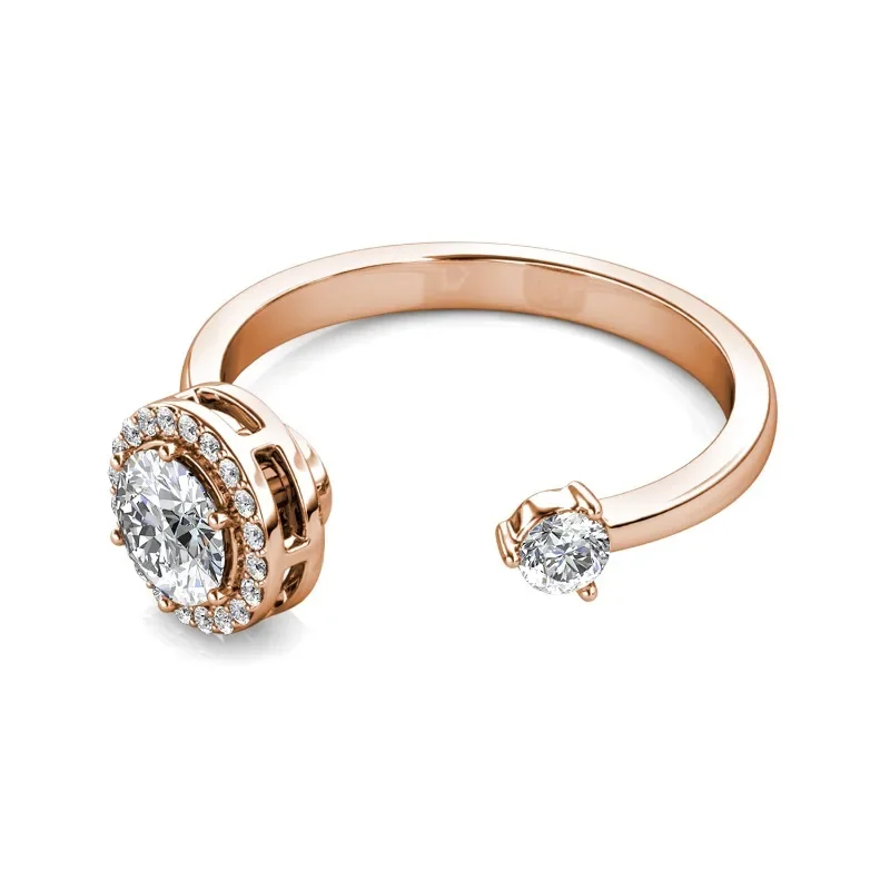 Фото Daisini австрийский кристалл от Swarovski Fidget Spinner Ring для женщин круглое кольцо на палец с ореолом вращающееся антистрессовое свадебное украшение №5
